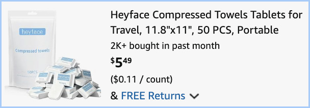 Heyface Compressed Towels Tablets 50 Piece at Checkout