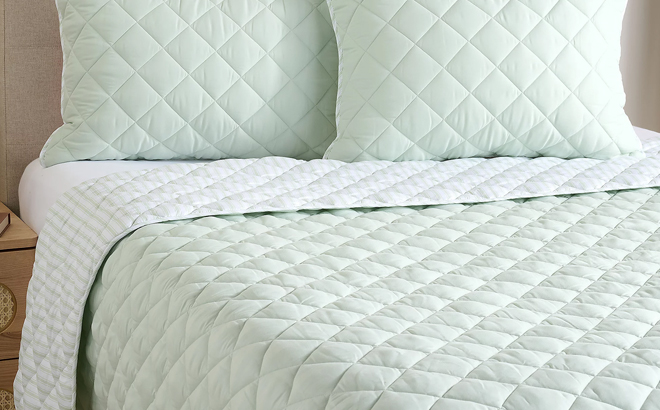 Home Reflections Diamond Quilt Sham Set in Sage Home Reflections Diamond Quilt Sham Set in Sage