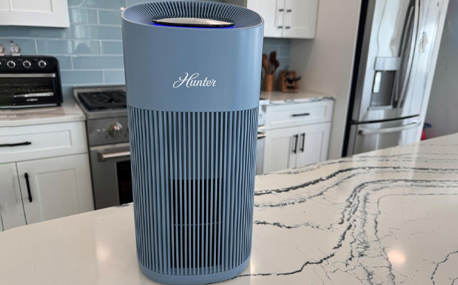 Hunter HEPA Digtal Tower Air Purifier on the Kitchen Element Hunter HEPA Digtal Tower Air Purifier on the Kitchen Element