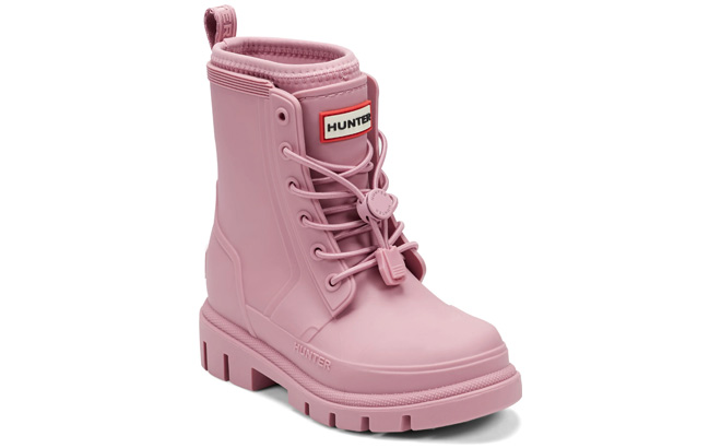 Hunter Kids Stamp Waterproof Lace Up Rain Boot