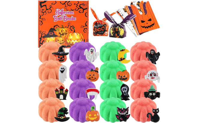 Inclusions of Kids Halloween Bath Bombs Set Inclusions of Kids Halloween Bath Bombs Set