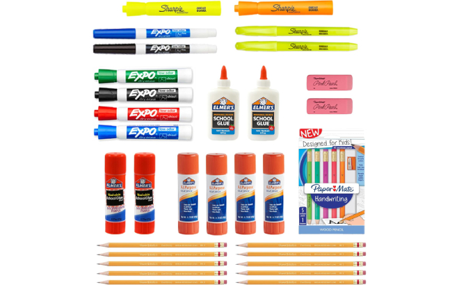 Inclusions of the Sharpie School Supplies Variety Pack