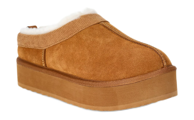 Joyspun Womens Ultra Short Faux Suede Platform Clog Slippers