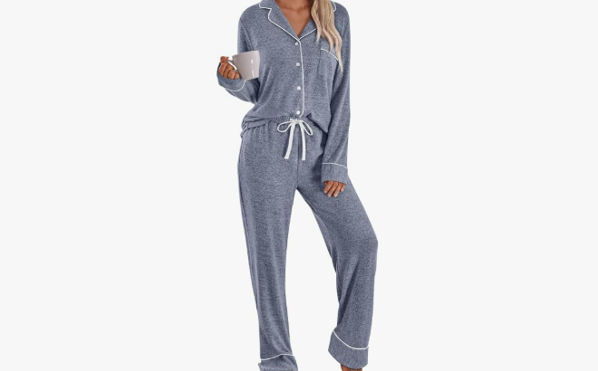 LILLUSORY Womens Long Sleeve Pajama Set