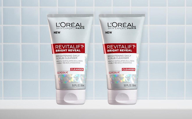 LOreal Paris Revitalift Bright Reveal Anti Aging Facial Cleanser 2 Pack on the Table LOreal Paris Revitalift Bright Reveal Anti Aging Facial Cleanser 2 Pack on the Table