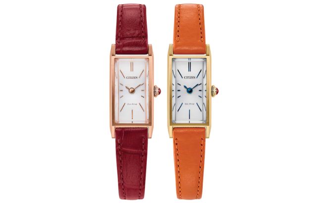 Ladies Citizen Fio Stainless Steel Watch with Red and Orange Leather Strap