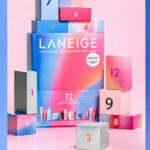 Laneige 12 Days of Wonder Korean Skincare Lip Favorites Advent Calendar on the Pink Background