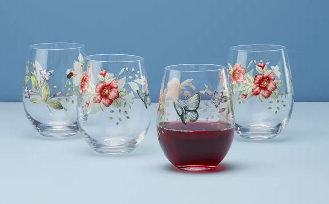 Lenox Butterfly Meadow Stemless Wine Glasses Set of 4 Lenox Butterfly Meadow Stemless Wine Glasses Set of 4