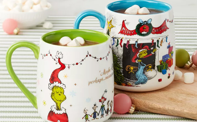 Lenox WhoVille Grinch Fireplace Mugs Set of 2 Lenox WhoVille Grinch Fireplace Mugs Set of 2