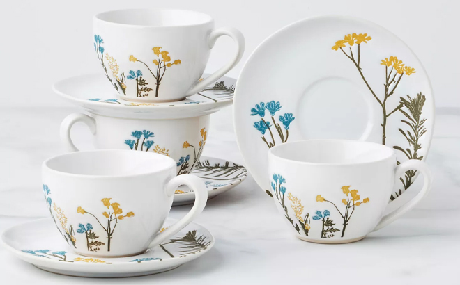 Lenox Wildflowers Espresso Cup Saucer Service for 4 Lenox Wildflowers Espresso Cup Saucer Service for 4