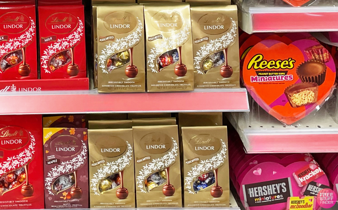 Lindt Lindor Assorted Chocolate Candy Truffles in Shelves