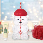 MAISON DE BASE Hand Creams Mesh Pouf Bear Cup 4 Piece Set on a Table