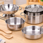 Melissa Doug Stainless Steel 8 Piece Play Kitchen Set