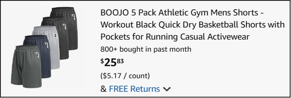 Mens Athletic Gym Shorts 5 Pack Checkout