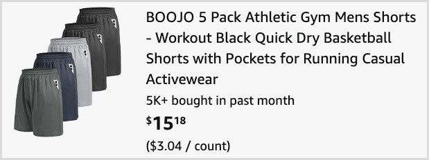 Mens Athletic Gym Shorts 5 Pack at Checkout