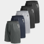 Mens Athletic Gym Shorts 5 Pack on the Gray Background