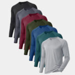 Mens Long Sleeve Shirts 7 Pack on Gray Background