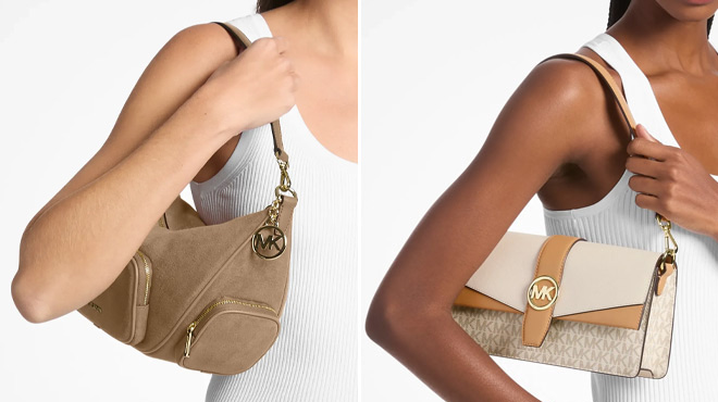 Michael Kors Merritt Medium Suede Convertible Shoulder Bag and Greenwich Medium Convertible Crossbody Bag Michael Kors Merritt Medium Suede Convertible Shoulder Bag and Greenwich Medium Convertible Crossbody Bag