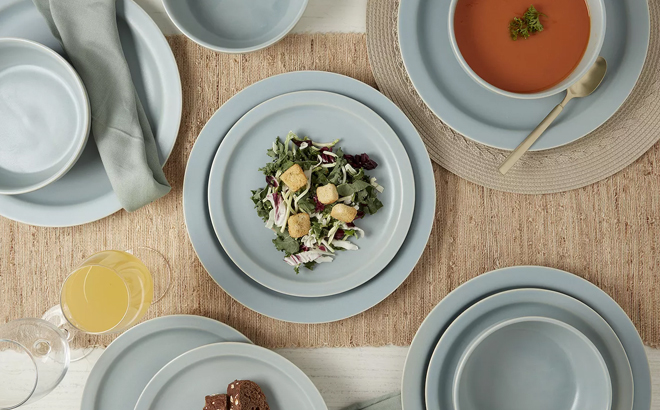Mingle Co 12 Piece Giselle Aqua Dinnerware Set Mingle Co 12 Piece Giselle Aqua Dinnerware Set