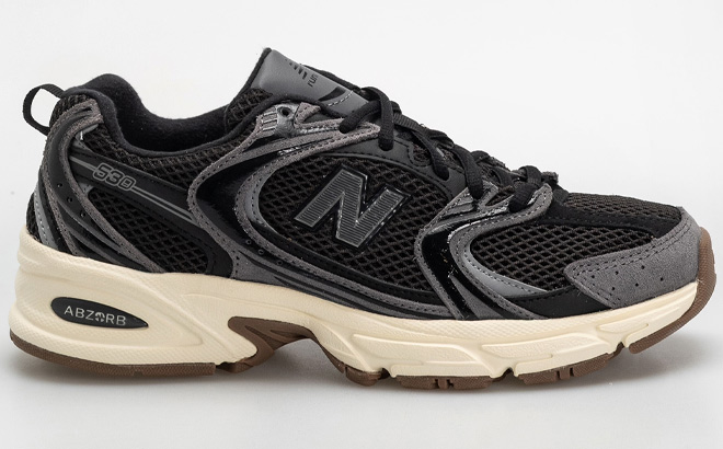 New Balance 530 Shoe in Black and Castlerock New Balance 530 Shoe in Black and Castlerock