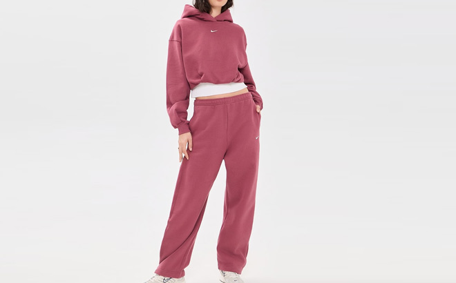 Nike Womens Mid Rise Pleated Sweatpants and Hoodie