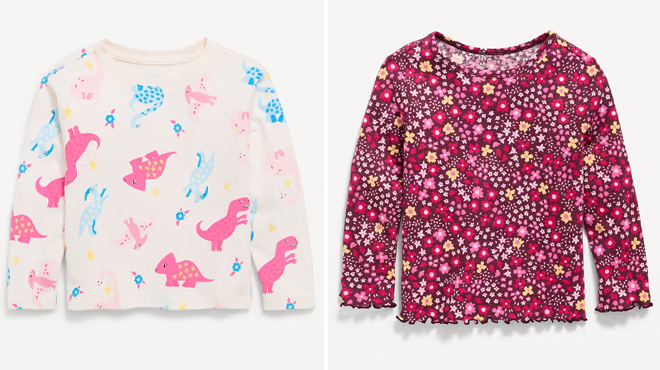 Old Navy Printed Fitted Long Sleeve Ribbed T Shirt for Toddler Girls Old Navy Printed Fitted Long Sleeve Ribbed T Shirt for Toddler Girls