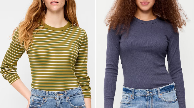 Old Navy Womens Snug Long Sleeve Ribbed T Shirt