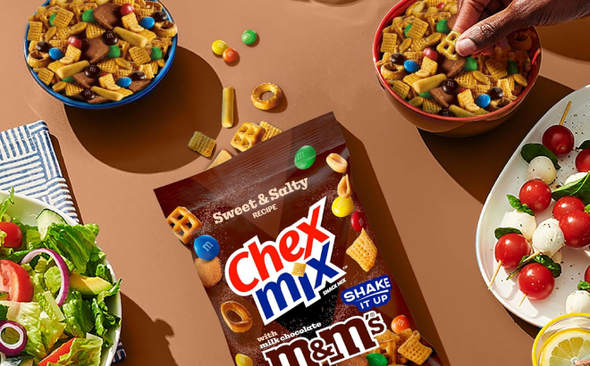 Open Bag of Chex Mix Sweet Salty Snack Mix