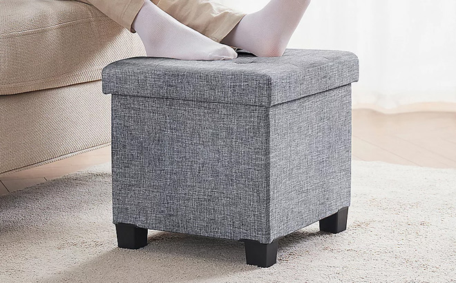 Ornavo Home Collapsible Square Cube Storage Ottoman Ornavo Home Collapsible Square Cube Storage Ottoman