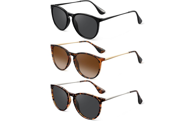 Polarized Round Sunglasses for Women Men with UV Protection 3 Pack Polarized Round Sunglasses for Women Men with UV Protection 3 Pack