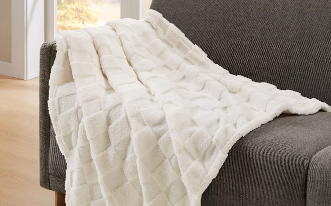 Premier Comfort Cozy Check Jacquard Sherpa Throw
