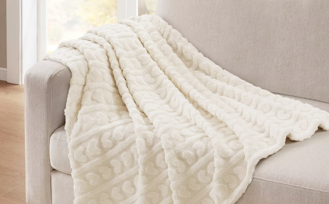 Premier Comfort Cozy Heart Jacquard Sherpa Throw Premier Comfort Cozy Heart Jacquard Sherpa Throw