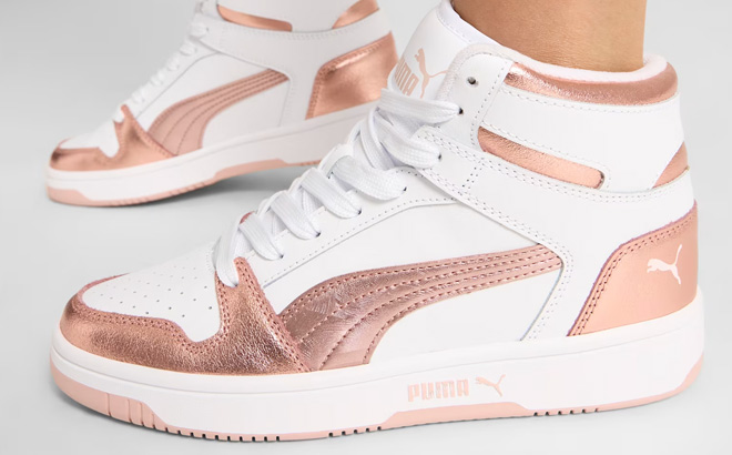 Puma Rebound Layup Metallic Womens Mid Sneakers