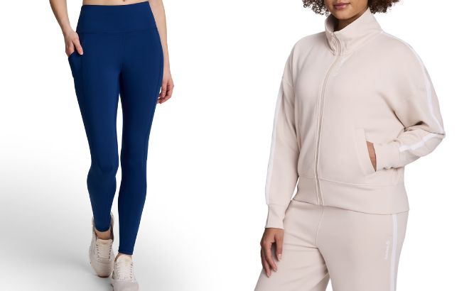 Reebok Womens High Rise Leggings and Activewear Jacket