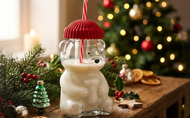 Retroware by Home Essentials Teddy Bear Beanie Sipper with Straw on the Table Retroware by Home Essentials Teddy Bear Beanie Sipper with Straw on the Table
