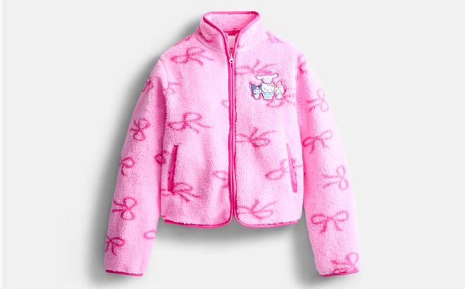 Sanrio Girls Hello Kitty Bows Allover Print Fleece Jacket Sanrio Girls Hello Kitty Bows Allover Print Fleece Jacket
