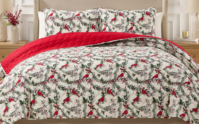 Seventh Studio Cardinal Quilted 2 Piece Quilt Set
