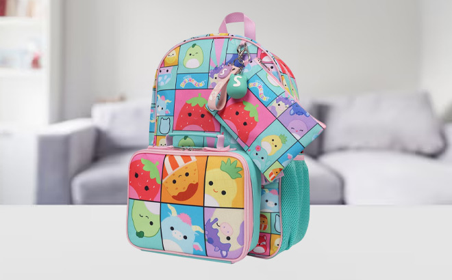 Squishmallow 5 Piece Backpack Set with Detachable Lunch Bag 1 Squishmallow 5 Piece Backpack Set with Detachable Lunch Bag 1