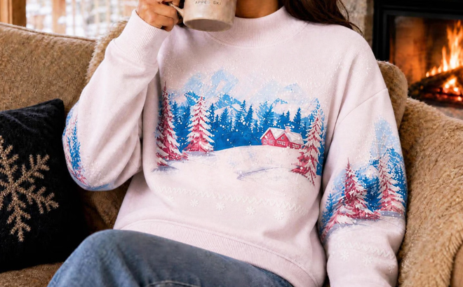 State of Mine Womens Apres Ski Mock Neck Sweatshirt