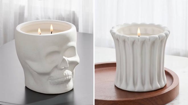 Threshold 2 Wick Large Ceramic Skull Haunt Couture Halloween Jar Candle Threshold 2 Wick Large Ceramic Skull Haunt Couture Halloween Jar Candle