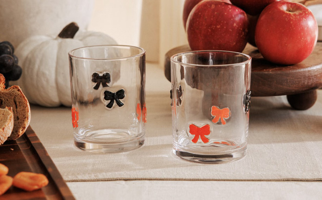 Thyme Table 12 oz Halloween Bow Charm Glass 2 Piece Set Thyme Table 12 oz Halloween Bow Charm Glass 2 Piece Set