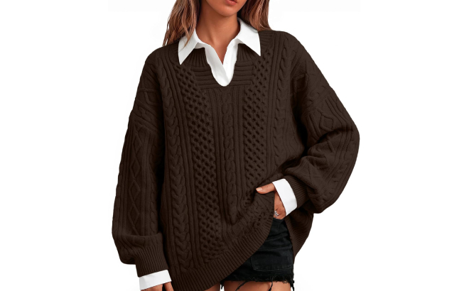 Trendy Queen Oversized Cable Knit Sweater
