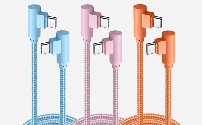 USB C Cable 3 Pack on Gray Background USB C Cable 3 Pack on Gray Background