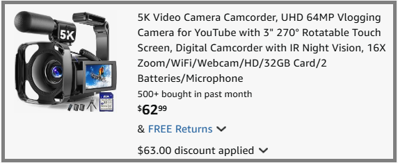 UYTYA 5K Digital Video Camera Checkout Page UYTYA 5K Digital Video Camera Checkout Page