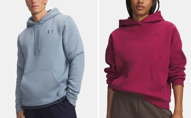 Under Armour Icon Fleece Mens Hoodie and Reinvented Womens Hoodie