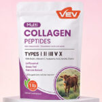 VEV Multi Collagen Peptides Powder on a Product Stand