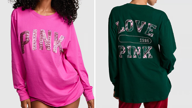 Victorias Secret PINK Campus Cotton Long Sleeve Tee Victorias Secret PINK Campus Cotton Long Sleeve Tee