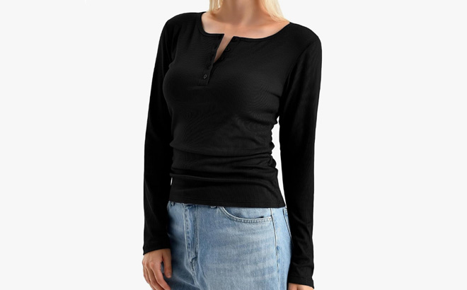 Walifrey Womens Long Sleeve Henley Shir