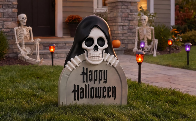 Way To Celebrate 18 in Lighted Blow Mold Reaper with Tombstone