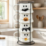 Way To Celebrate Halloween Ghost Stack Ceramic Mug 4 Pack